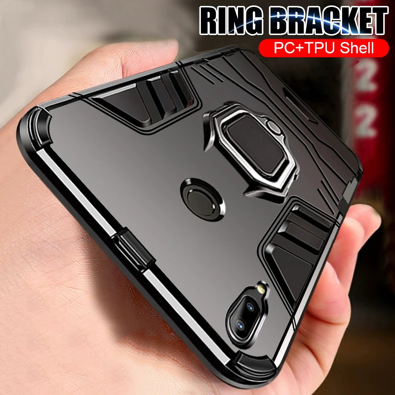 

Luxury Armor Soft Shockproof Case On The For Xiaomi Redmi 7 K20 Note 7 6 Pro 5 PLus PC+TPU Cover Mi A2 Lite Car Holder Ring Case