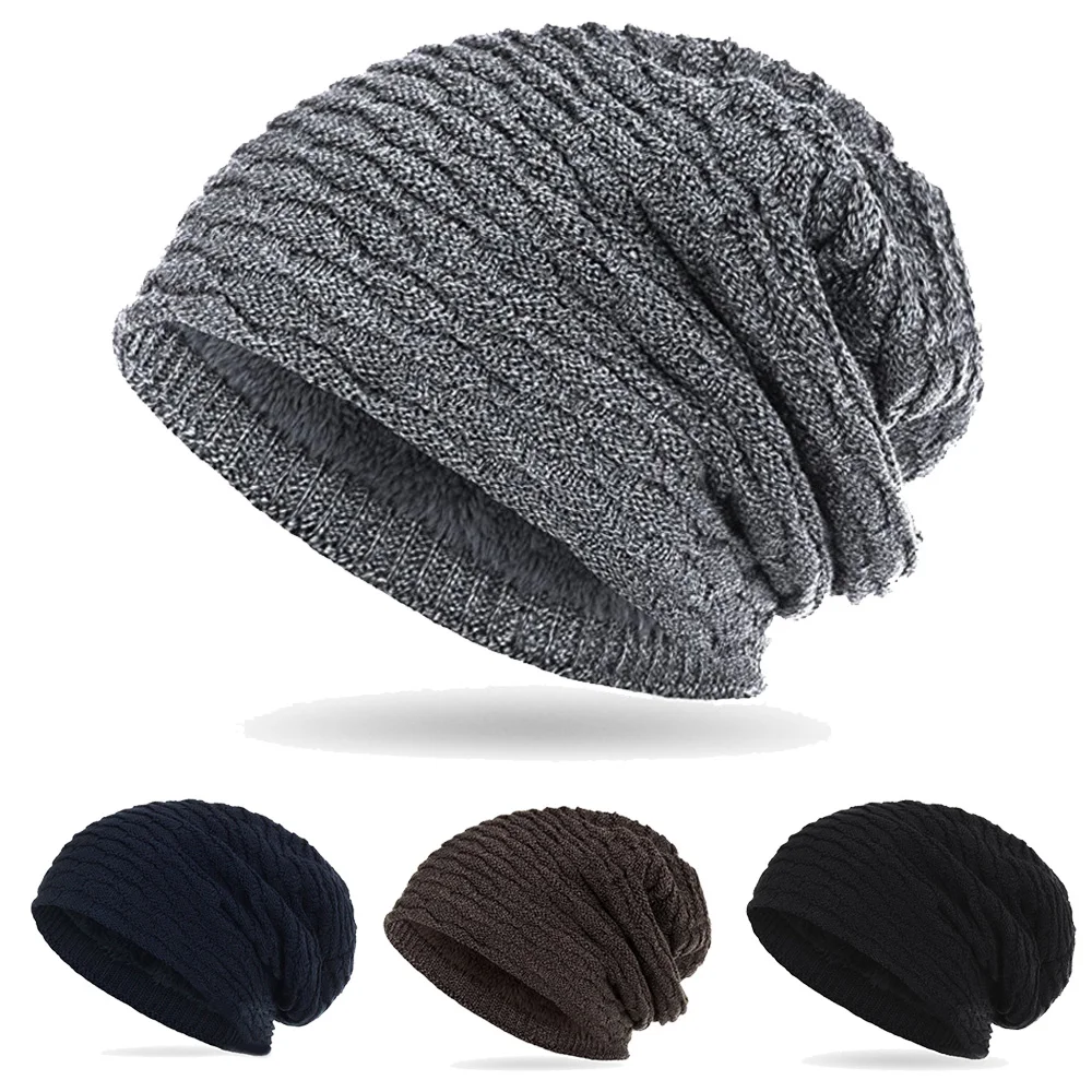 Comfortable Mens Women Knit Baggy Beanie Cap Winter Pleated Slouchy Extra Long Fashion Hat Durable Wool Material