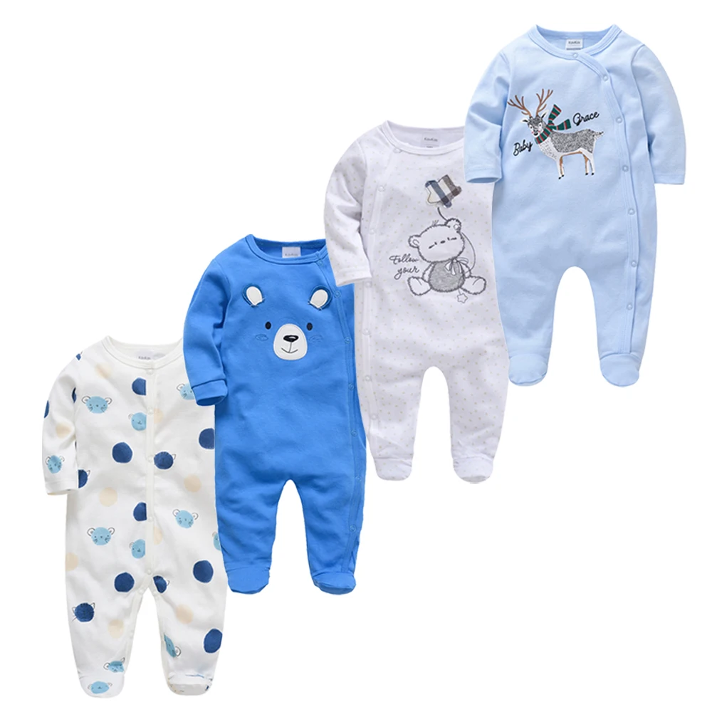 Kavkas Baby Boy Rompers 3 4 Pcs/lot Newborn Cotton Girls Clothes Long Sleeve Summer Soft Jumpsuit O-neck 0-12m Onesie Clothing images - 6