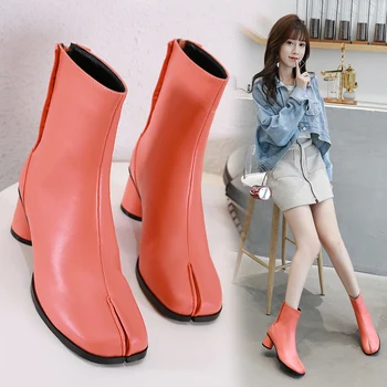 

Star with net red with toe ninja boots round heel women's shoes toe shoes tide