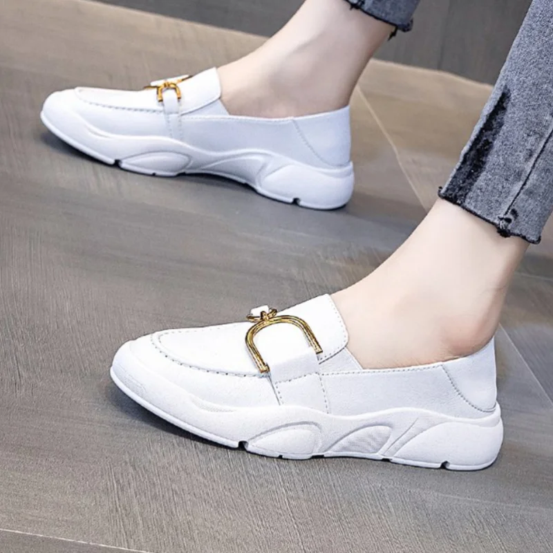 New Leather Shoes Women Wear Ladies Shoes Flat Moccasin Shoes Lightweight Breathable Soft Bottom Loafers Fashion Shoess