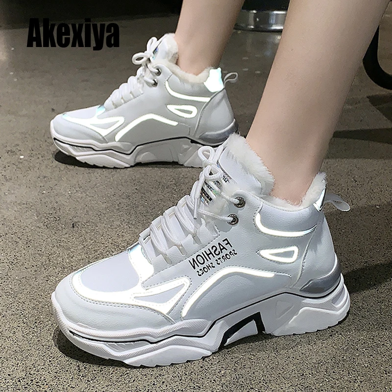 2020 зимние сапоги женские ботильоны теплые ботинки женская обувь SneakersWedge со