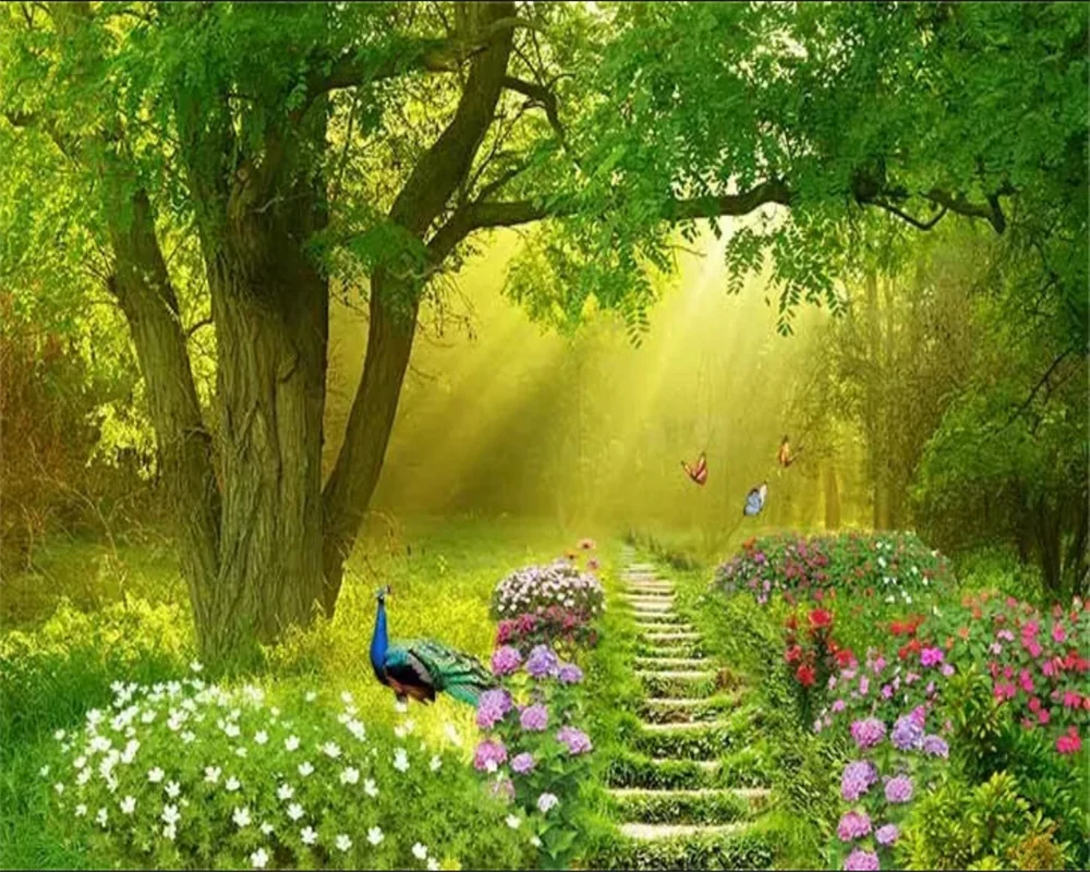 Customized Size Wallpaper Modern Simple Tree Blue Sky Grassland Wooden  Decoration Mural Rapeseed Flower Jungle 3d wallpaper - AliExpress, image size:1000x800