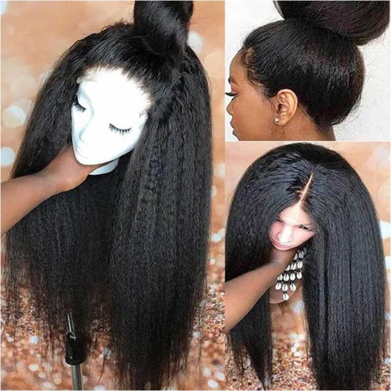 Lace Front Wig Human Hair Wigs 13x4 Kinky Straight Preplucked Yaki Brazilian 4x4 Transparent Lace Closure Glueless For Women