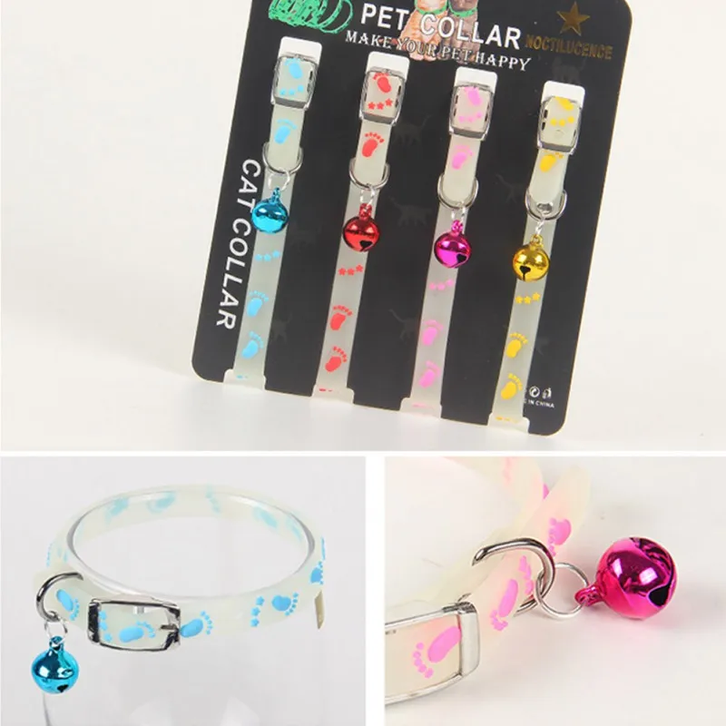 Ошейник для домашних животных, Led Halsband, резиновая 4 шт./партия лампа, ночная безопасность, ошейник для кошек, собак, светящийся шейный ремень с колокольчиком