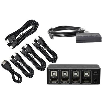 

4 Port HDMI KVM Switch 4K USB HDMI KVM Switcher 4 in 1 Out 4KX2K/30HZ Win10/8/Mac Os. PC Laptop