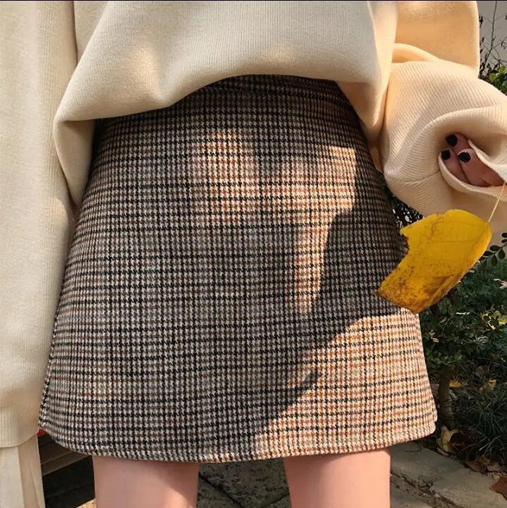 Повседневные женские юбки японский Harajuku Ulzzang Винтаж Высокая талия слово юбка женский корейский кавайный милый одежда для женщин - Цвет: Хаки