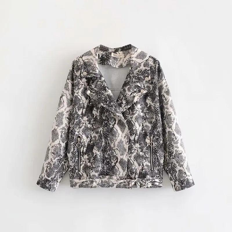 

C1482-8936 WOMEN'S Dress New Products Snakeskin Jacquard Locomotive Jacket
