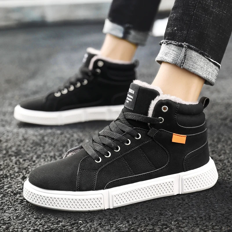

Cotton shoes men's winter plus velvet warm high-top shoes thickening shoes new high state two cotton shoes wild shoes men