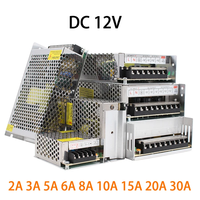 

Lighting Transformer DC 12V Power Supply 1A 2A 3A 5A 10A 12A 15A 20A 30A 40A LED Driver 12V Power Adapter LED Light Switching