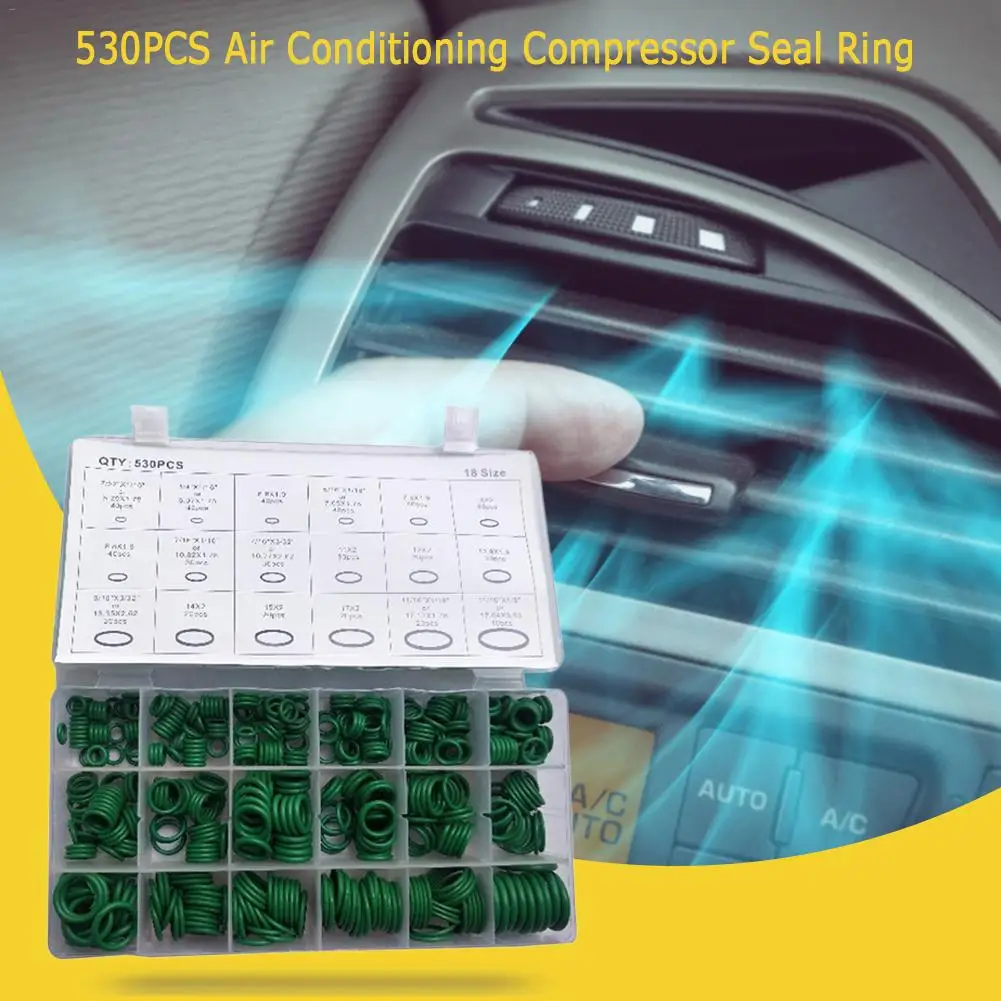 

New Style 530PCS Automobile Air Conditioning Compressor Seal Ring Rubber O-Ring Assortment Kit With Holder Case Car Accessory