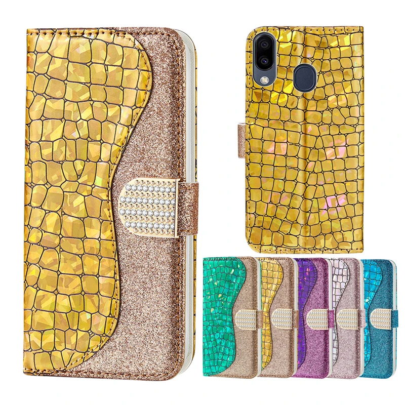 

Luxury Bling Rhinestone Diamond Phone Case For Samsung Note 10 A70 A60 A50 A40 A30 A20 A10 M10 M20 M30 Wallet Leather Flip Cover
