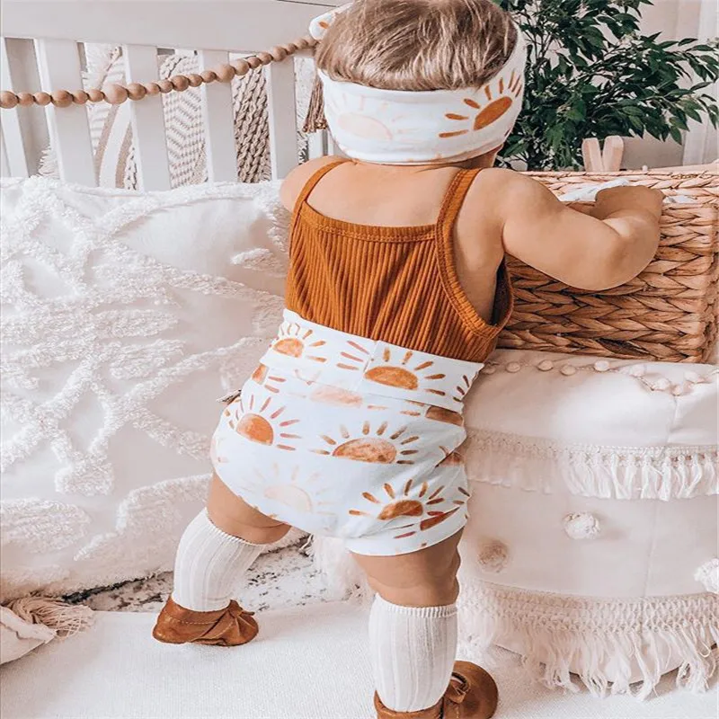 

Baby Girl Shorts Summer Pants Breathable Elastic High Waist Heart Flower Heart Printed Clothes