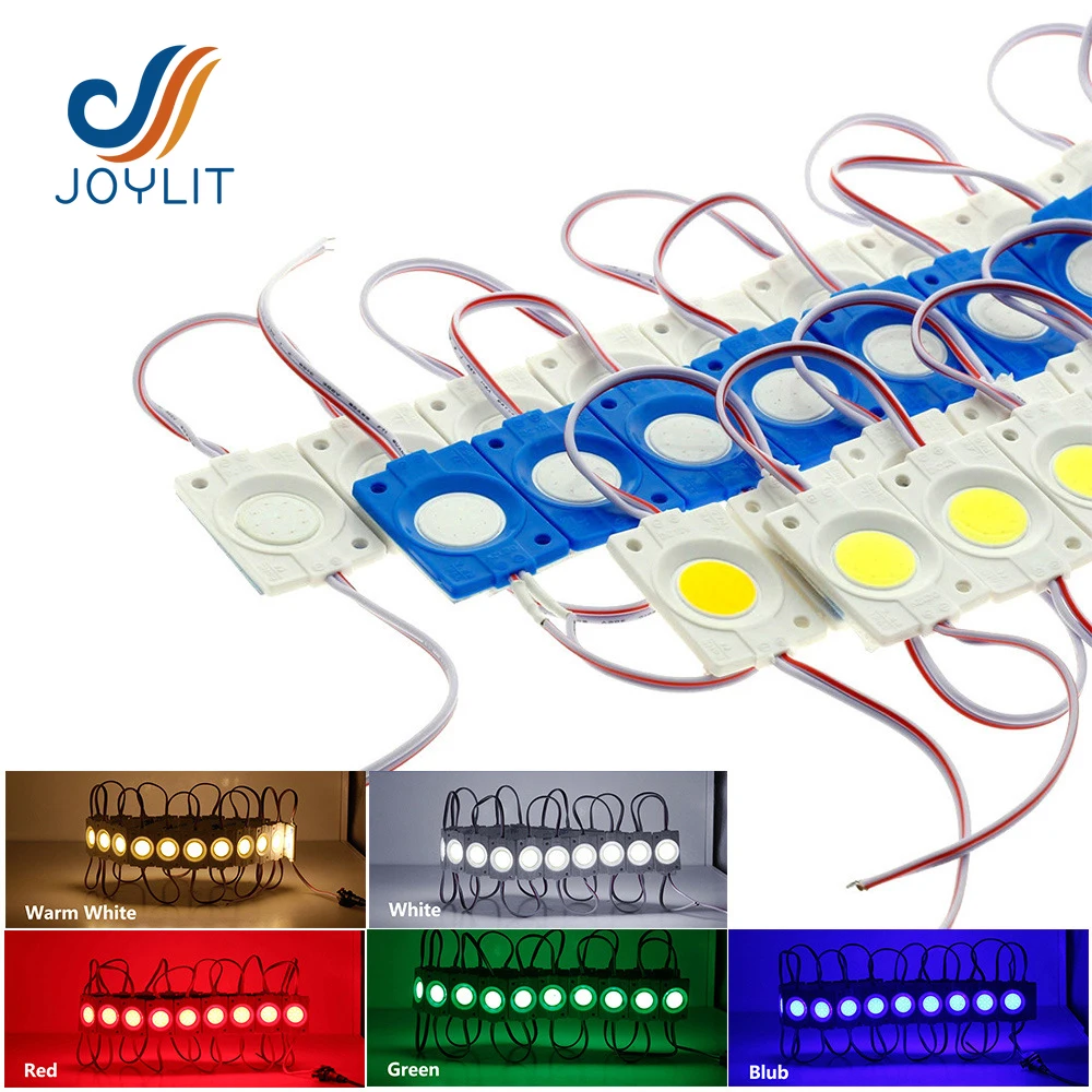 DC 12V 24V COB LED Module 20PCS Injection Molding 2.4W Pink Red Blue Warm White CRI90 120Degree For Advertising Box Lighting