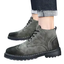 Г. Осенне-зимние мужские ботинки простая обувь в стиле ретро матовые ботинки с круглым носком zapatos de hombre# G2