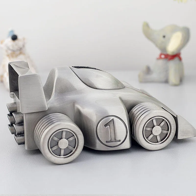 Vintage Racing Car Piggy Bank Creative Metal Alloy Money Bank Cute Coin Bank Coin Saving Pot Box with Stopper for Boy Kid 4