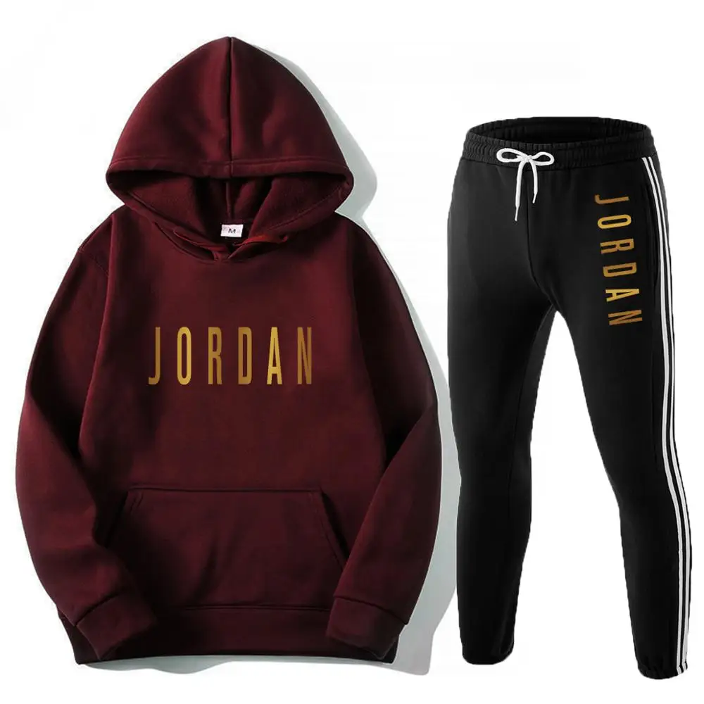 

Terno esportivo masculino, terno de duas peÃ§as, outono e inverno, capuz, moletom + calÃ§as com cordÃ£o, moletom casual