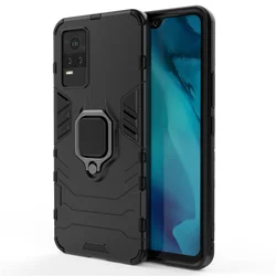 Hybrid Rugged Armor Shockproof Case with Magnetic Metal Ring Stand for VIVO Y30 Global (Ring Black)