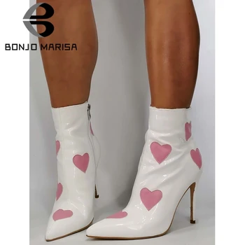 

New Dating Big Size 43 Heart Sexy Pointed Toe Fetish High Heels Party Ankle Boot Women Shoes Boots Female