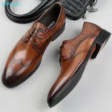 Винтажные мужские классические туфли qyfcioufu из натуральной