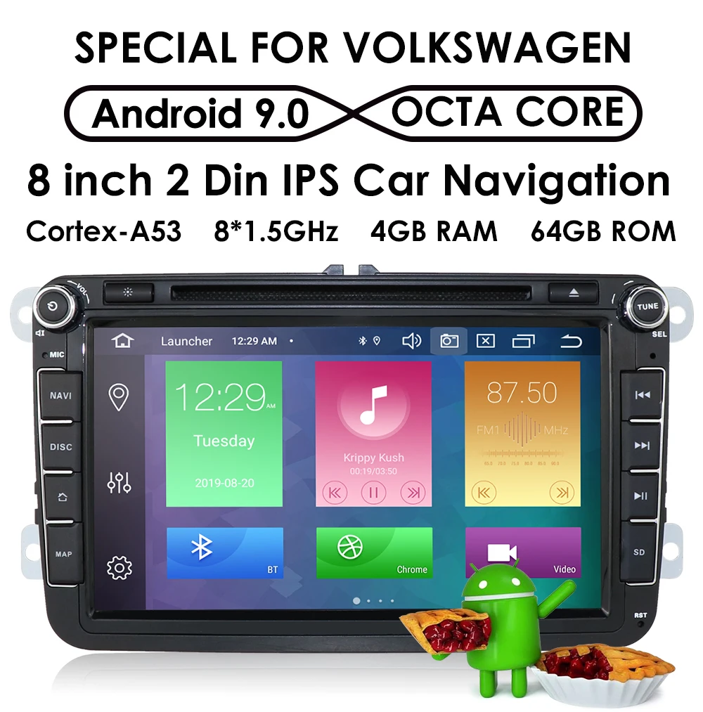 Discount Hot Sale DSP IPS 2din Android 9.0 4GB 64GB Car Dvd Player Stereo Radio Gps For VW Volkswagen Passat Golf Polo Cc JettaSkoda Seat 2