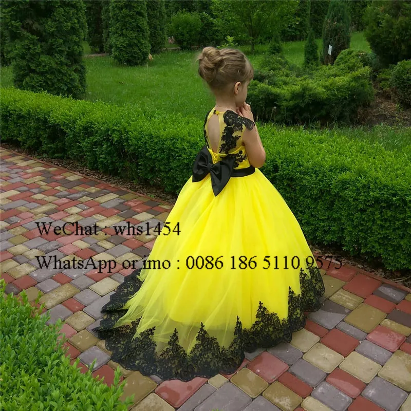 Picture color Mbcullyd/Очаровательное черное кружевное платье с цветочным узором для девочек г., пышные платья с бантом для девочек, торжественное платье с длинным шлейфом для причастия - Цвет: Picture color