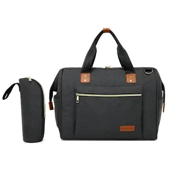 

2Pcs Mommy Travel Shoulder Crossbody Handbags Large Capacity Oxford Cloth Maternity Nappy Bags Baby Care Nursing Bag+Bottle Bag