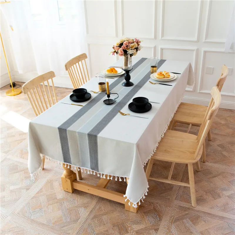 

Christmas Jacquard Tablecloth Table Cloth Japanese Imitation Cotton Linen Geometry Tablecloths Home Party Dining Tea Table Cover