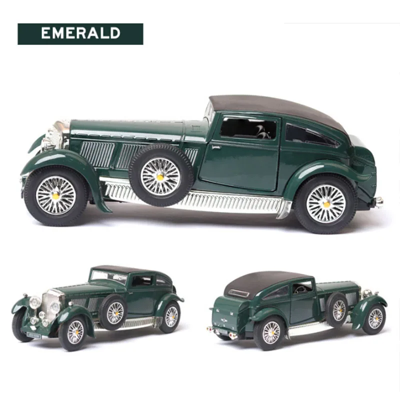 Bentley 1930s 8L Античная ностальгическая классическая модель автомобиля звук и свет оттяните назад ретро-модель для дня рождения детей подарок или украшение
