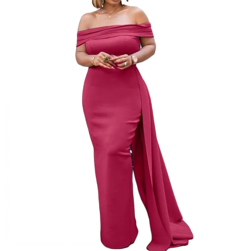 Sexy Strapless Dress African Dresses For Women Solid Slim And Elegant Party Long Evening Dress 2021 Summer New Ladies Vestidos