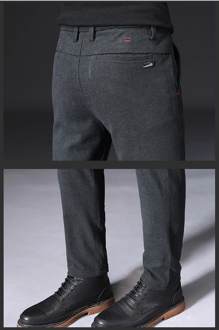HCXY, осенние и зимние новые мужские штаны, уплотненные, большие размеры, бизнес длинные штаны, повседневные штаны для мужчин