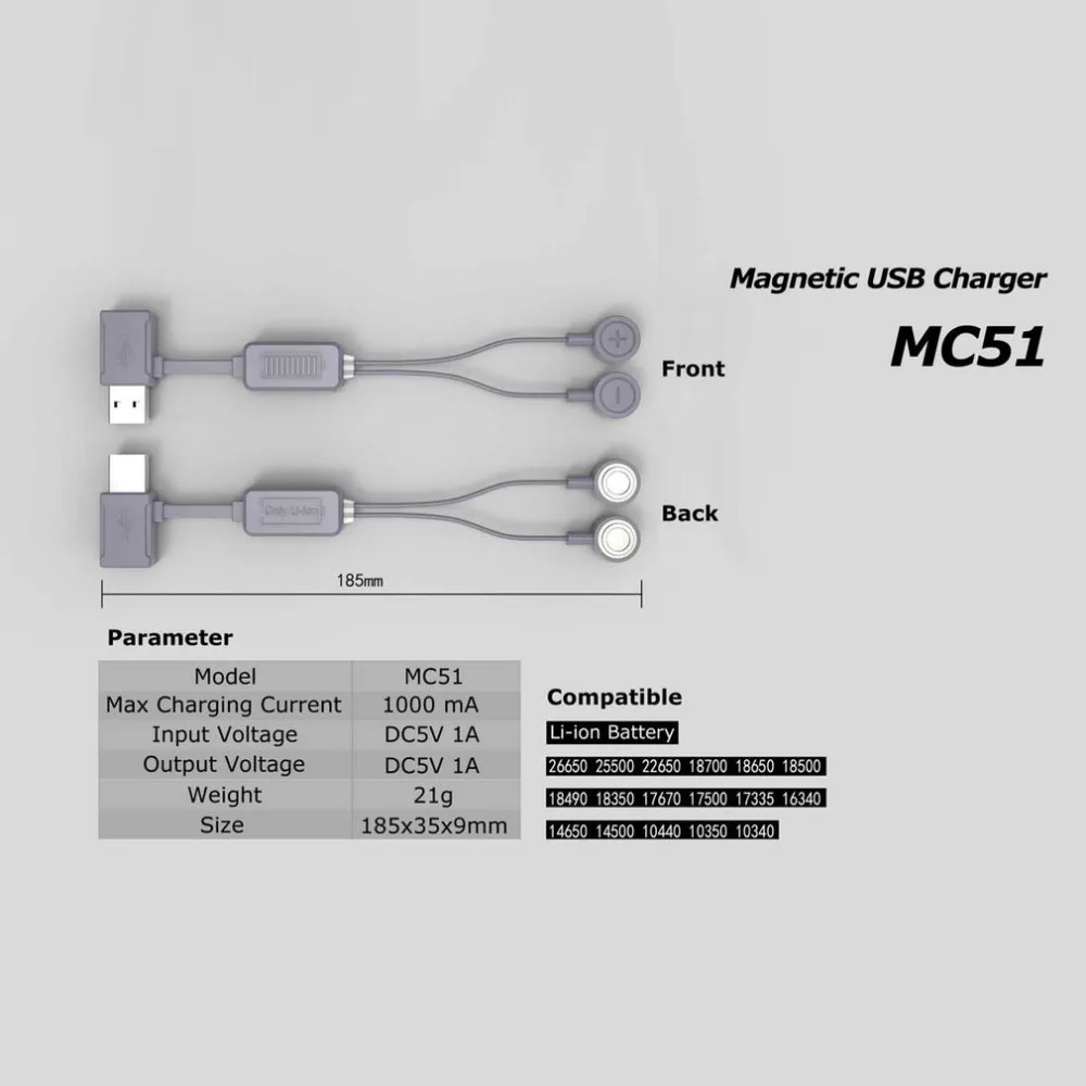 MC51 многофункциональное магнитное зарядное устройство USB для AA AAA 18650 литий-ионная батарея мини зарядка/разрядка Банк питания