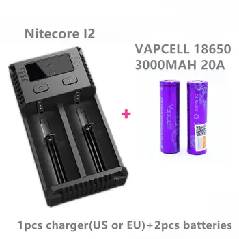 

2 pcs VAPCELL 18650 3000mah 20A battery with 1 pcs NITECORE NEW I2 lithium rechargeable battery charger