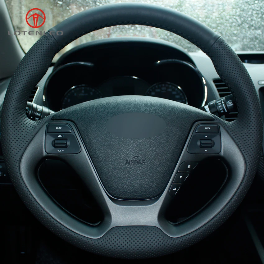 LQTENLEO черная крышка рулевого колеса автомобиля из натуральной кожи для Kia K3 2012- Ceed Cee 'd Cerato 2012- Forte Koup Forte5 2013