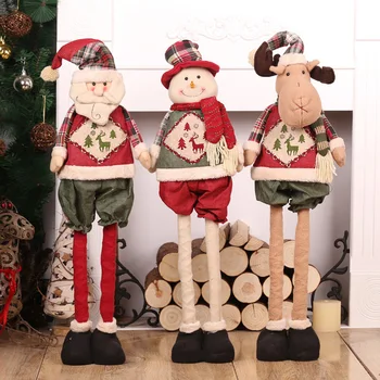 

Christmas Dolls Decoration Retractable Long Leg Santa Claus Snowman Elk Toys New Year Gift Navidad Decoraciones Para El Hogar