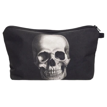 

New Women Neceser Cosmetic Bag Portable Makeup Bag Case 3D Printing Skull Black Organizer Bolsa feminina Travel Toiletry Bag