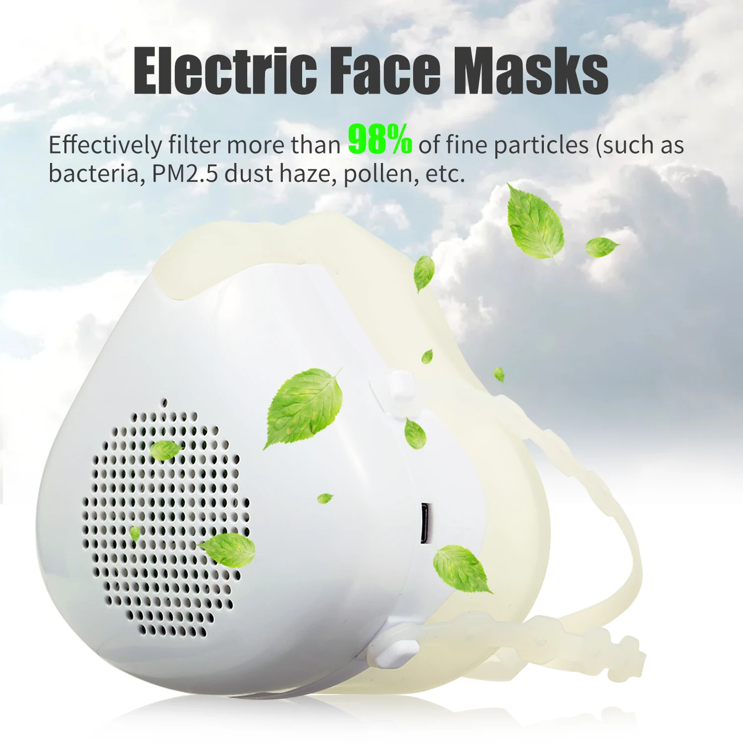 

Electric Face Mask Air Purifying Dustproof Mask Disposable Anti-haze Mask with USB 4-Layer for Exhaust Gas Allergies PM2.5 Masks