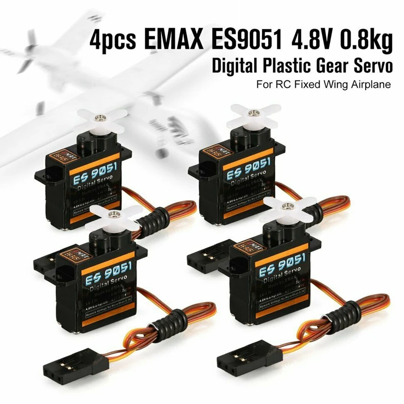 EMAX цифровой пластиковый сервопривод ES9051 4,8 V 0,8Kg для RC Самолет с неподвижным крылом