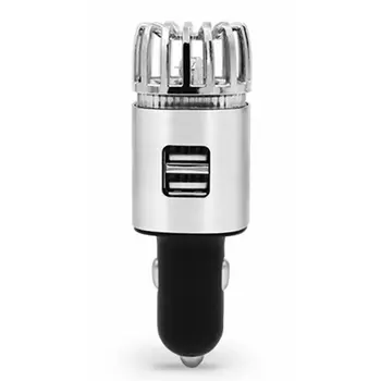 

2-in-1 car air purifier with dual USB charging ports Aluminum alloy ABS Reduce unpleasant smell Remove smoke Sterilization