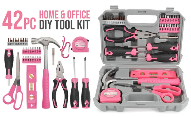 工具 Hi-Spec 56pc Pink Home Garage Tool Kit Set. Essential Hand Tools f 平行輸入 Hi-Spec 56pc Pink Home \u0026 Garage Tool Kit Set. Essential Hand Tools