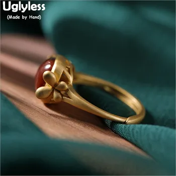 

Uglyless Dragonfly Butterfly Rings for Women Real 925 Sterling Silver Square Round Rings Geometric Nature Agate Insects Jewelry