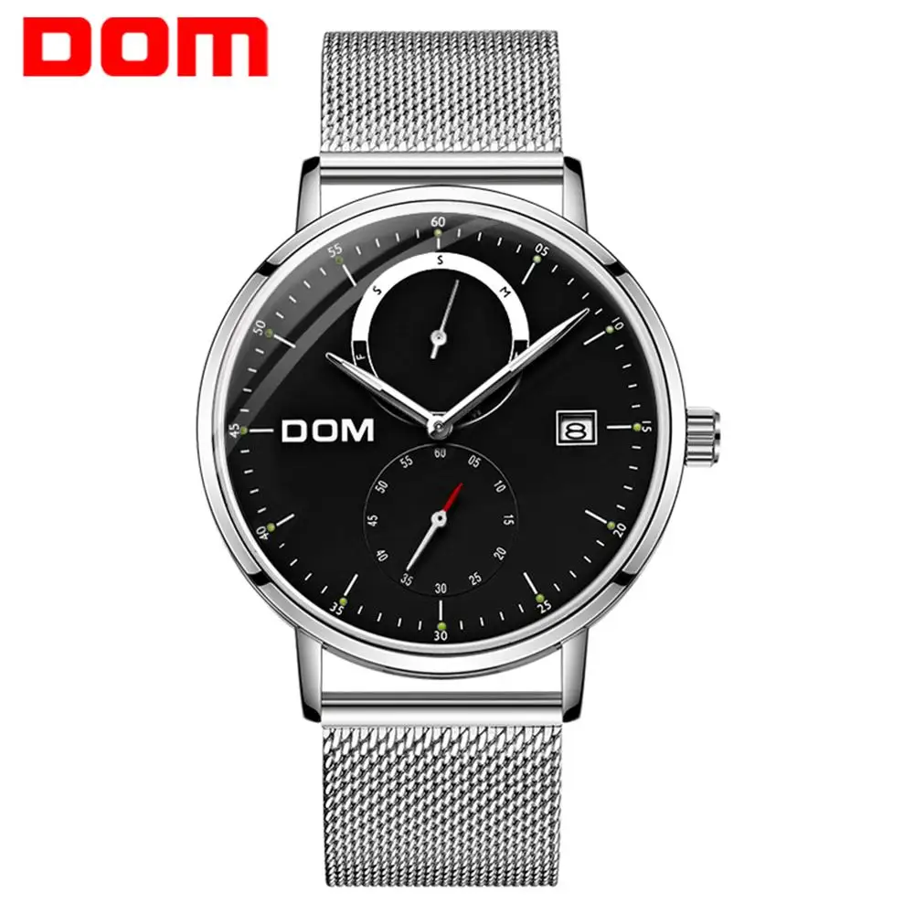 

Men Watches Luxury Brand Multi Function Mens Sport Quartz Watch Waterproof Steel Belt Business Clock Wrist Watch DOM M-436D-1M