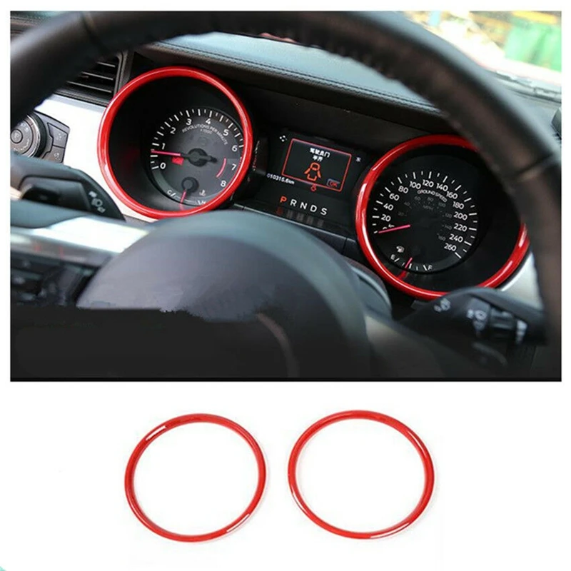 NEW-ABS Red Interior Dashboard Ring Cover Trim Decoration for Ford Mustang