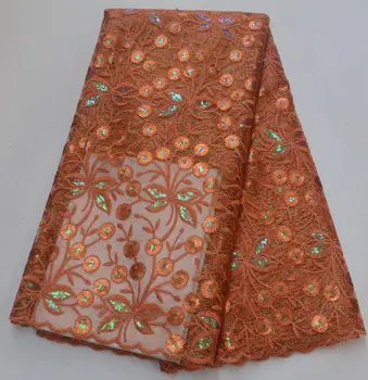 

Latest Gorgeous African Organza Lace Fabric High Quality Nigerian Sequins Lace Fabric For Wedding Dresses