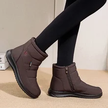 

Women's Short Boots Autumn and Winter New Plush Warm Ankle BootsWaterproof Snow Zipper CasualFlat Shoes Comfortable Casual Boots