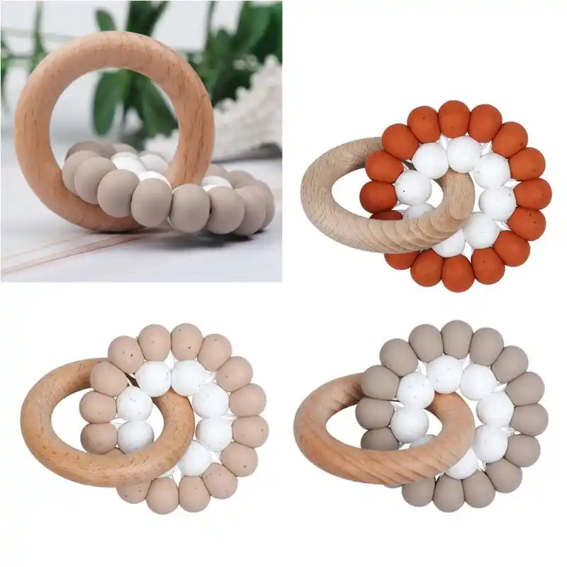 wooden teething rattle
