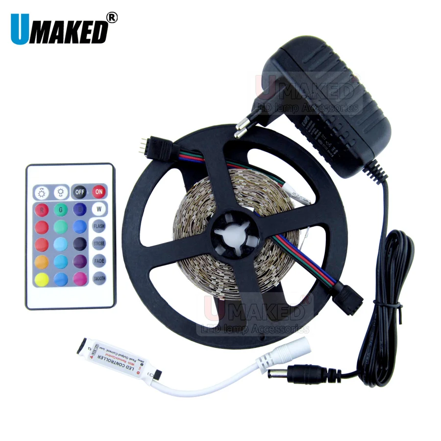 Набор светодиодных лент RGB 3528 SMD 300 светодиодов/5 м цветная светодиодная лента +