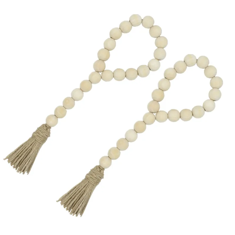 2PCS 02 2 шт., бусины с кисточками, бусины из натурального дерева, гирлянды для детской комнаты - Цвет: 2PCS 02