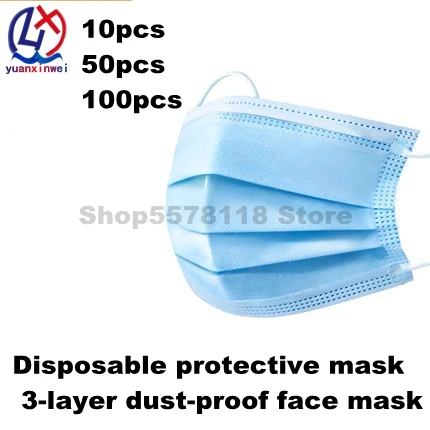 

Fast Shipping 3 Layer Non-woven Dust Face Mask Thickened Disposable Mouth Mask Dust Filter Safety Mask