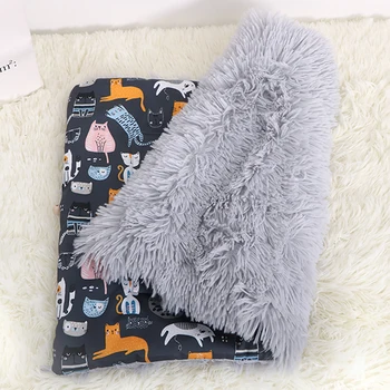 

Double Sided Dogs Washable Blanket Warm Four Seasons Indoor Cat Bed Foldable Soft Plush Sleeping Nest Pet Cushion Kittens Cute